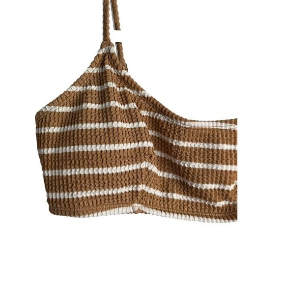 NWT Cupshe 2-Piece Waffle Knit Bikini Set – Size Large Brown and White Stripe - Picture 5 of 12
